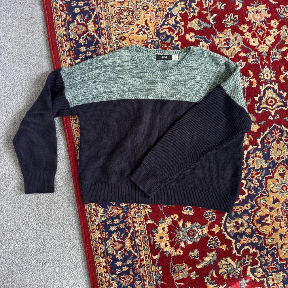 BDG Knit Sweater in Teal and Navy